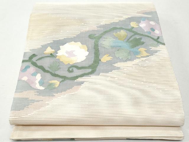 平和屋着物＊夏物 太鼓柄袋帯 六通柄 花唐草文 正絹 逸品 CAAW7023fb