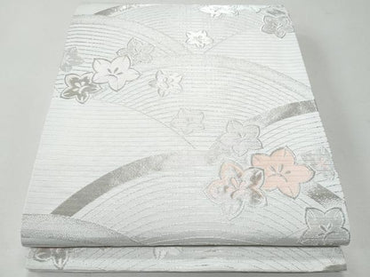 平和屋着物＊夏物 六通柄袋帯 立波花文 銀糸 CAAW7026fb