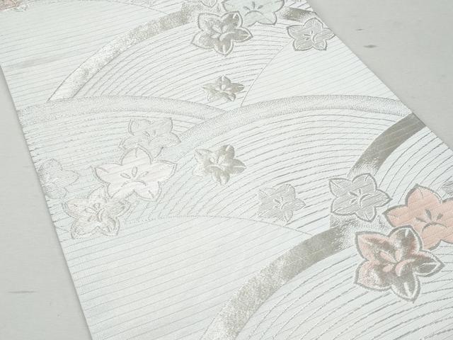 平和屋着物＊夏物 六通柄袋帯 立波花文 銀糸 CAAW7026fb