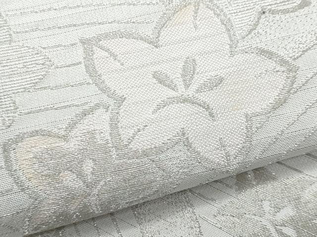 平和屋着物＊夏物 六通柄袋帯 立波花文 銀糸 CAAW7026fb
