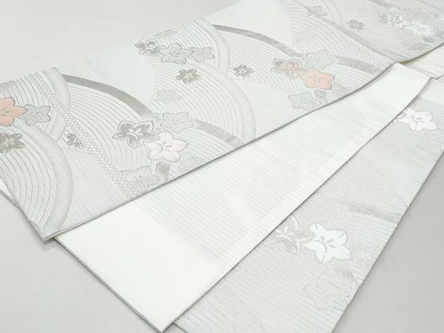 平和屋着物＊夏物 六通柄袋帯 立波花文 銀糸 CAAW7026fb