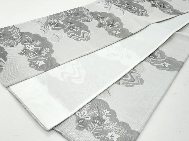 平和屋着物＊夏物 六通柄袋帯 雲取り枝葉文 銀糸 正絹 逸品 CAAW7030fb
