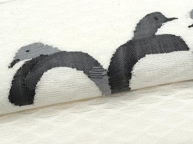 平和屋着物＊夏物 太鼓柄袋帯 すくい織 群鳥 ヘビ 銀糸 正絹 逸品 CAAW7031fb