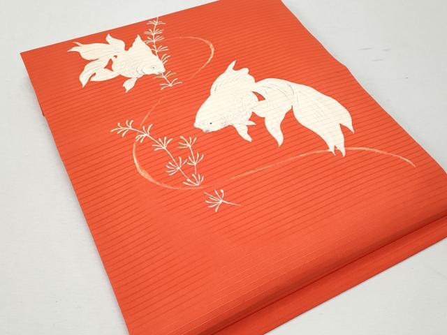平和屋着物＊夏物 塩瀬 つけ帯 手描き 金魚 銀彩 正絹 逸品 CAAW7032fb