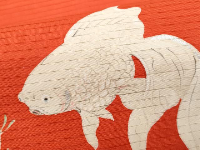 平和屋着物＊夏物 塩瀬 つけ帯 手描き 金魚 銀彩 正絹 逸品 CAAW7032fb