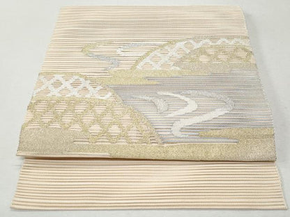 平和屋着物＊夏物 つけ帯 絽綴れ 流水籬文 金銀糸 正絹 逸品 CAAW7034fb
