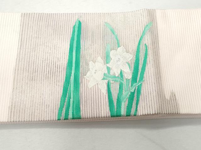 平和屋着物＊夏物 つけ帯 絽綴れ 草花文 銀糸 正絹 逸品 CAAW7036fb