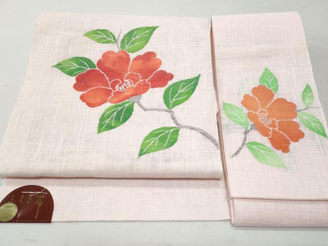 平和屋着物＊夏物 つけ帯 枝花文 銀糸 麻 逸品 CAAW7040fb