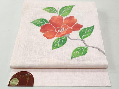 平和屋着物＊夏物 つけ帯 枝花文 銀糸 麻 逸品 CAAW7040fb
