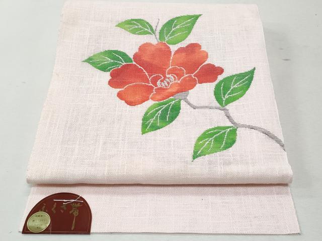 平和屋着物＊夏物 つけ帯 枝花文 銀糸 麻 逸品 CAAW7040fb