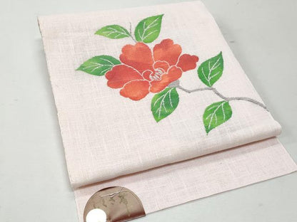 平和屋着物＊夏物 つけ帯 枝花文 銀糸 麻 逸品 CAAW7040fb