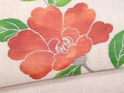 平和屋着物＊夏物 つけ帯 枝花文 銀糸 麻 逸品 CAAW7040fb