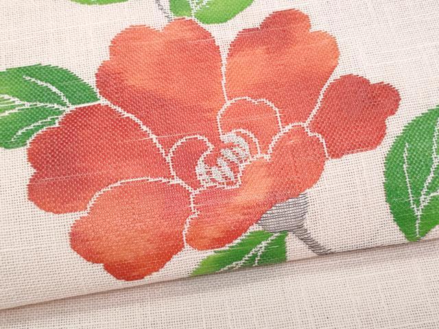 平和屋着物＊夏物 つけ帯 枝花文 銀糸 麻 逸品 CAAW7040fb