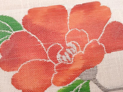 平和屋着物＊夏物 つけ帯 枝花文 銀糸 麻 逸品 CAAW7040fb