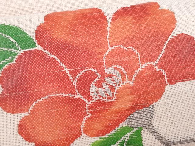 平和屋着物＊夏物 つけ帯 枝花文 銀糸 麻 逸品 CAAW7040fb