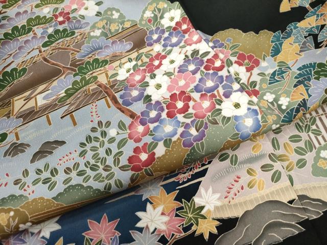 平和屋着物●豪華黒留袖　友禅　作家物　渡り橋風景草花文　　正絹　逸品　未使用　CAAW7208yc