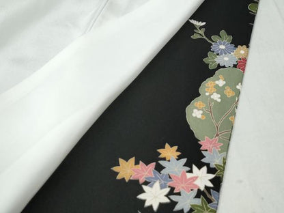 平和屋着物●豪華黒留袖　友禅　作家物　渡り橋風景草花文　　正絹　逸品　未使用　CAAW7208yc
