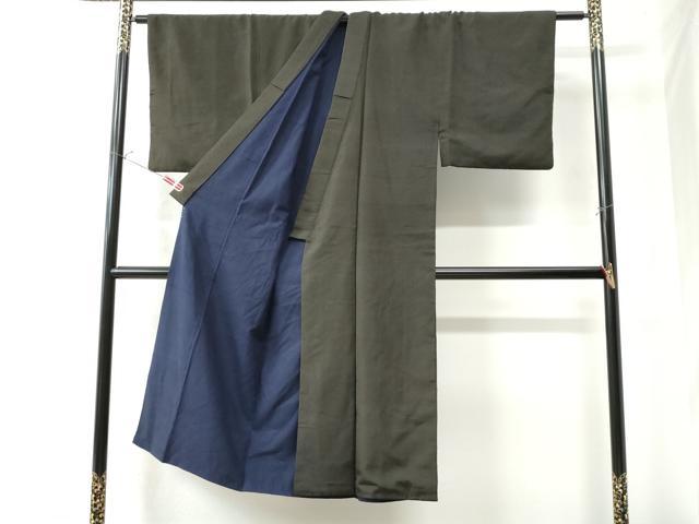 平和屋着物●男性 紬 アンサンブル 縞 黒地 正絹 逸品 CAAW7230yc