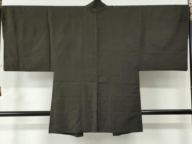 平和屋着物●男性 紬 アンサンブル 縞 黒地 正絹 逸品 CAAW7230yc