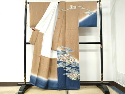 平和屋着物●訪問着 作家物 霞更紗葡萄唐草文 暈し染め 金彩 正絹 逸品 CAAW7248yc