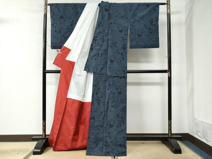 平和屋着物●結城紬　100亀甲　枝花文　正絹　逸品　CAAW7250yc
