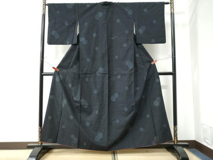 平和屋着物●結城紬 100亀甲 雪輪文 正絹 逸品 CAAW7255yc