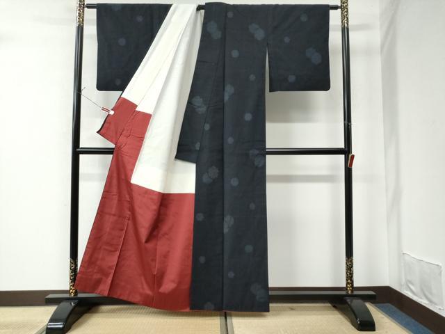平和屋着物●結城紬 100亀甲 雪輪文 正絹 逸品 CAAW7255yc