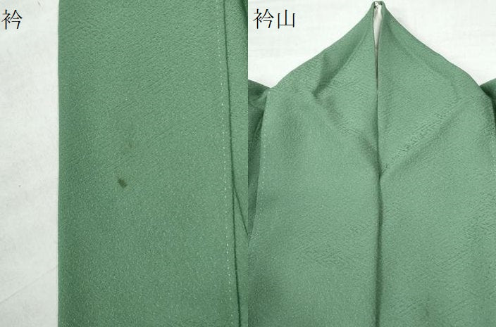 平和屋着物●上質な色無地 紗綾形地紋 柳染色 正絹 逸品 CAAW7272yc