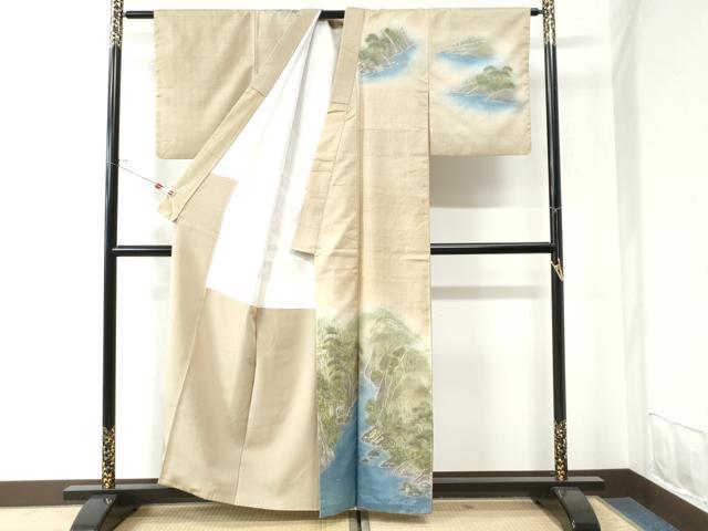 平和屋着物●訪問着　紬地　手描き　信奈乃　反端付き　正絹　逸品　CAAW7290yc