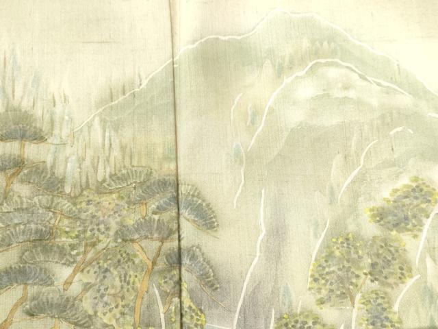 平和屋着物●訪問着　紬地　手描き　信奈乃　反端付き　正絹　逸品　CAAW7290yc