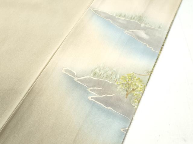 平和屋着物●訪問着　紬地　手描き　信奈乃　反端付き　正絹　逸品　CAAW7290yc