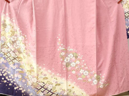 平和屋着物●豪華振袖　浜松毬舞桜文　暈し染め　金彩　正絹　逸品　CAAW7295yc