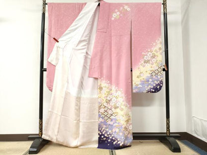 平和屋着物●豪華振袖　浜松毬舞桜文　暈し染め　金彩　正絹　逸品　CAAW7295yc