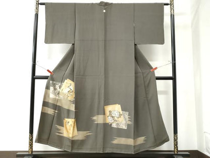 平和屋着物●豪華色留袖 駒刺繍 霞色紙重ね群鶴枝垂れ花文 金彩 正絹 逸品 未使用 CAAW7298yc