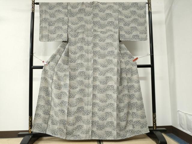 平和屋着物●上質な小紋 万寿菊 よろけ縞 正絹 逸品 CAAW7307yc
