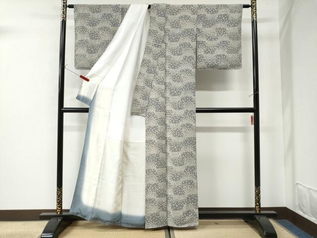 平和屋着物●上質な小紋 万寿菊 よろけ縞 正絹 逸品 CAAW7307yc