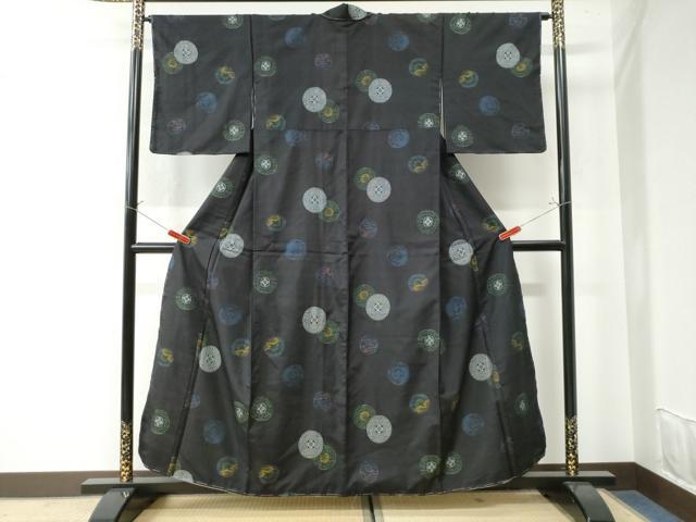 平和屋着物●本場大島紬　割り込み絣　花唐草文　正絹　逸品　未使用　CAAW7308yc