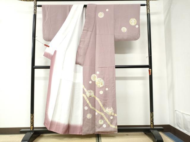 平和屋着物●訪問着　駒刺繍　吉祥花唐草丸文　金彩　正絹　逸品　CAAW7310yc
