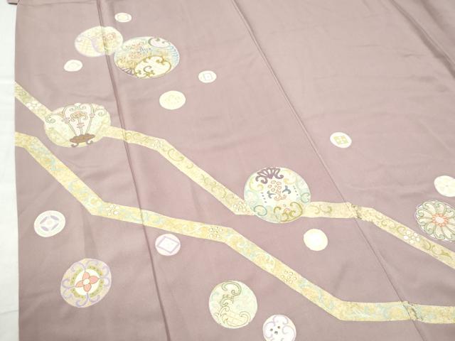 平和屋着物●訪問着　駒刺繍　吉祥花唐草丸文　金彩　正絹　逸品　CAAW7310yc