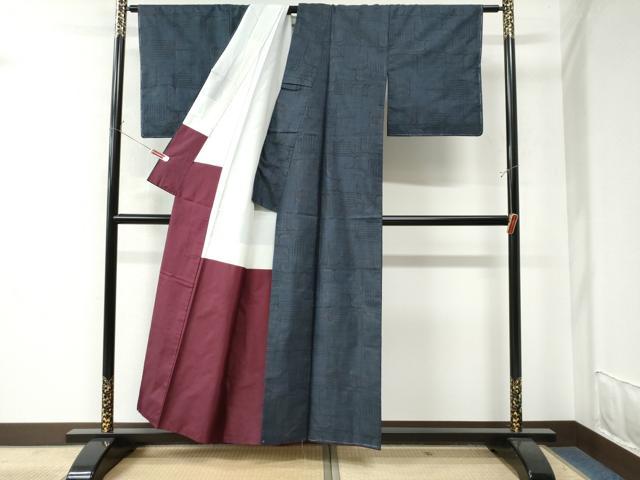平和屋着物●本場大島紬 7マルキ 幾何学文様 正絹 逸品 未使用 CAAW7313yc
