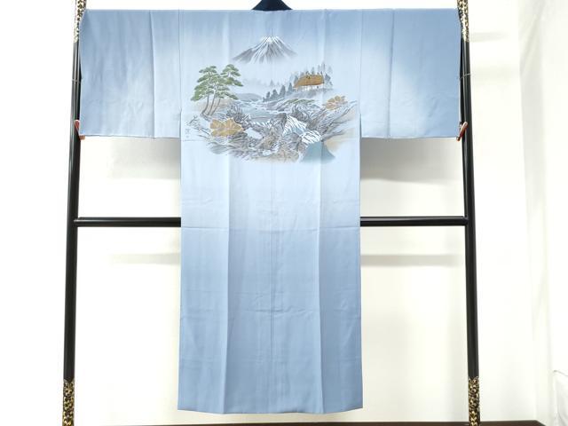 平和屋着物●男性 長襦袢 袷 作家物 手描き 遠山風景浜松文 暈し染め 金彩 正絹 逸品 CAAW7317yc