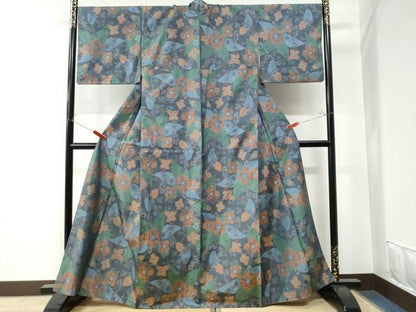 平和屋着物●本場大島紬　草花文　正絹　逸品　CAAW7325yc