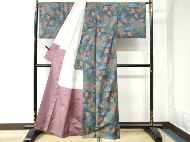 平和屋着物●本場大島紬　草花文　正絹　逸品　CAAW7325yc