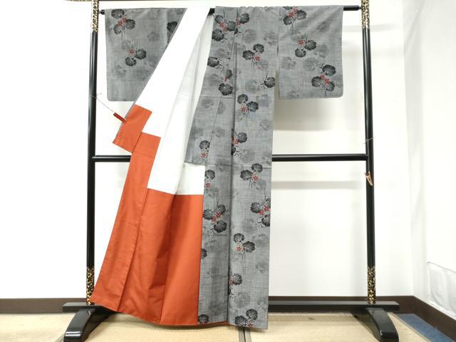 平和屋着物●上質な紬 草花文 正絹 逸品 CAAW7334yc