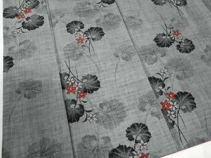 平和屋着物●上質な紬 草花文 正絹 逸品 CAAW7334yc