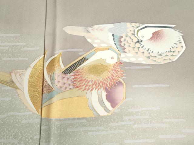 平和屋着物●手描友禅作家 龍泉 色留袖 鴛鴦 暈し染め 金彩 正絹 逸品 CAAW7336yc