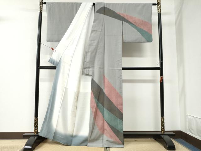 平和屋着物●訪問着 紬地 絞り 草花文 金彩 正絹 逸品 CAAW7339yc