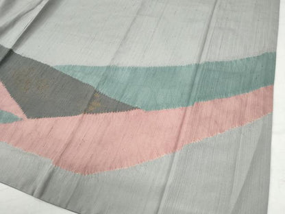 平和屋着物●訪問着 紬地 絞り 草花文 金彩 正絹 逸品 CAAW7339yc