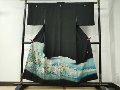 平和屋着物●十日町友禅作家 阿部佳雪 黒留袖 遠山樹林文 暈し染め 正絹 逸品 CAAW7346yc