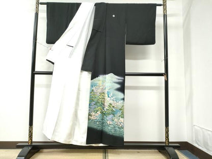 平和屋着物●十日町友禅作家 阿部佳雪 黒留袖 遠山樹林文 暈し染め 正絹 逸品 CAAW7346yc